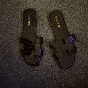Fashion Nova Dark Brown Croc Slides